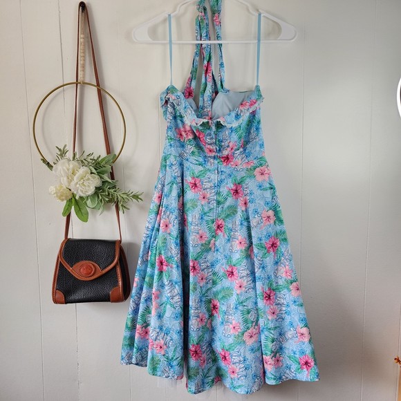 Hot Topic Blue Floral Tiki Swing Dress Size Small - Picture 8 of 10